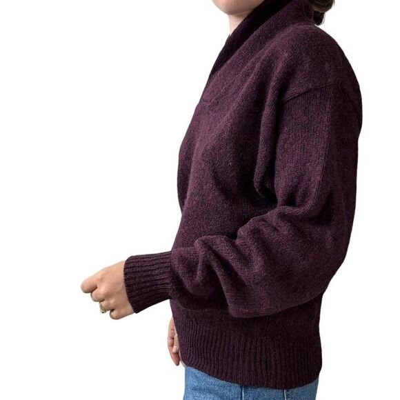 Vintage 1990s Eddie Bauer Purple Wool Blend Dark Academia Cowl Neck Sweater Sz M - Picture 6 of 7